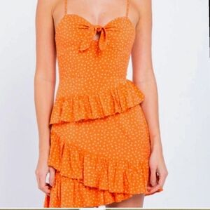 SKYLER & MADISON Orange Polka Dot Ruffle Dress Size Large